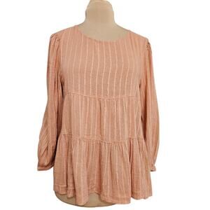 American Eagle Babydoll Peasant Tunic Top Boho Hippie Blouse Cut Out Open Back M